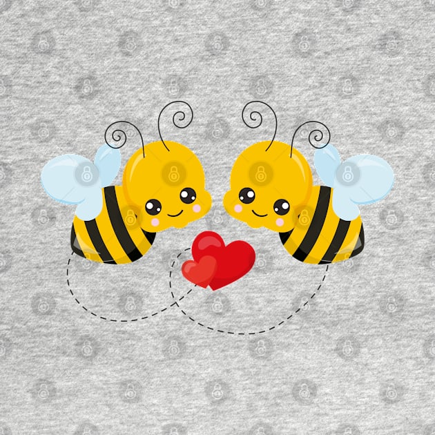 Cute Bee Valentine's day Design by P-ashion Tee